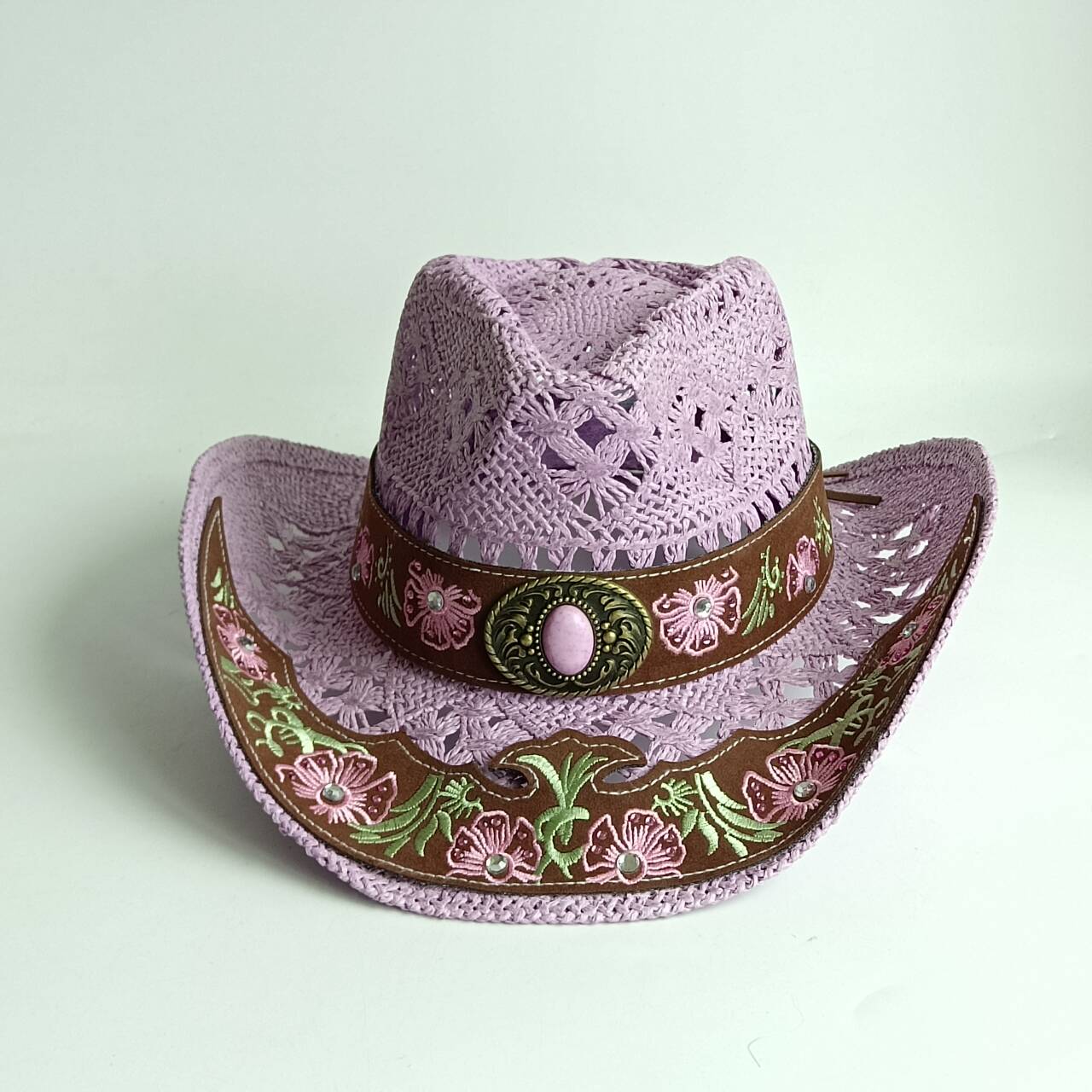 Cowboy Hat Straw - قبعة نسائية صيفية من القش بتصميم