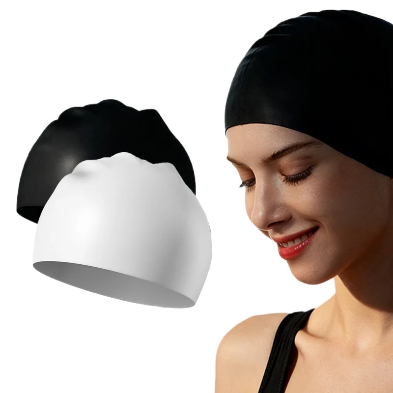 Swim Hat Silicone - قبعة سباحة من السيليكون للشعر الطويل،