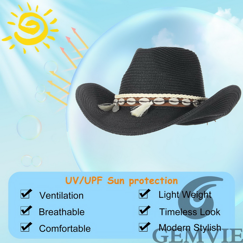 قبعة قش كاوبوي ريترو من GEMVIE - مراجعة Cowboy Hat Straw وسعره